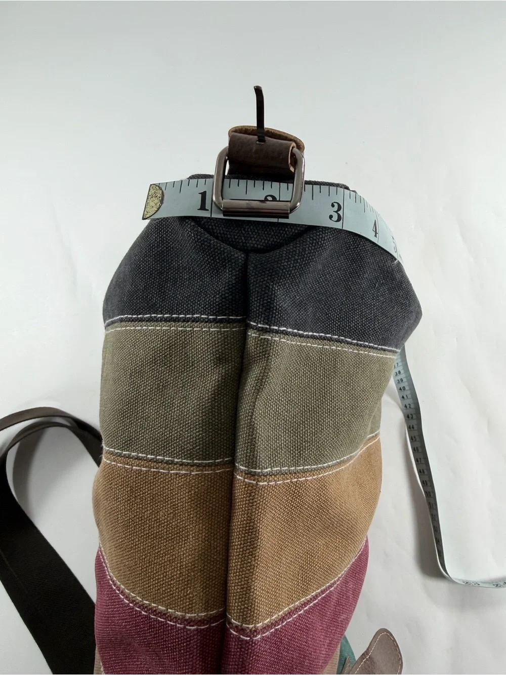 MANJIANGHONG Striped Canvas Convertible Backpack Tote Crossbody Travel Bag